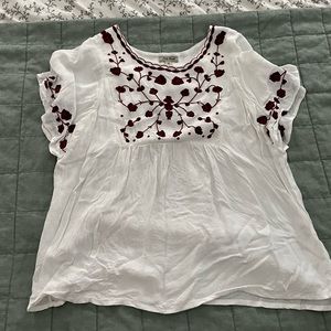Lucky brand maroon embroidered top M